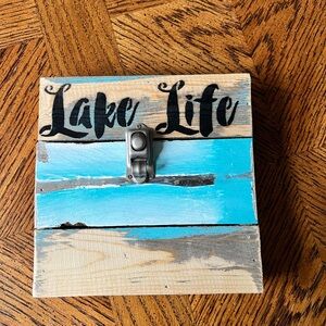 Rustic Lake Life Wall Hook with Clip 8x8